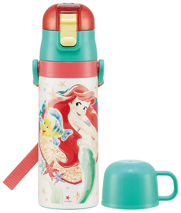Skater Disney Ariel 21 Kids 430ml 2-Way Stainless Steel Water Bottle with Cup SKDC4-A