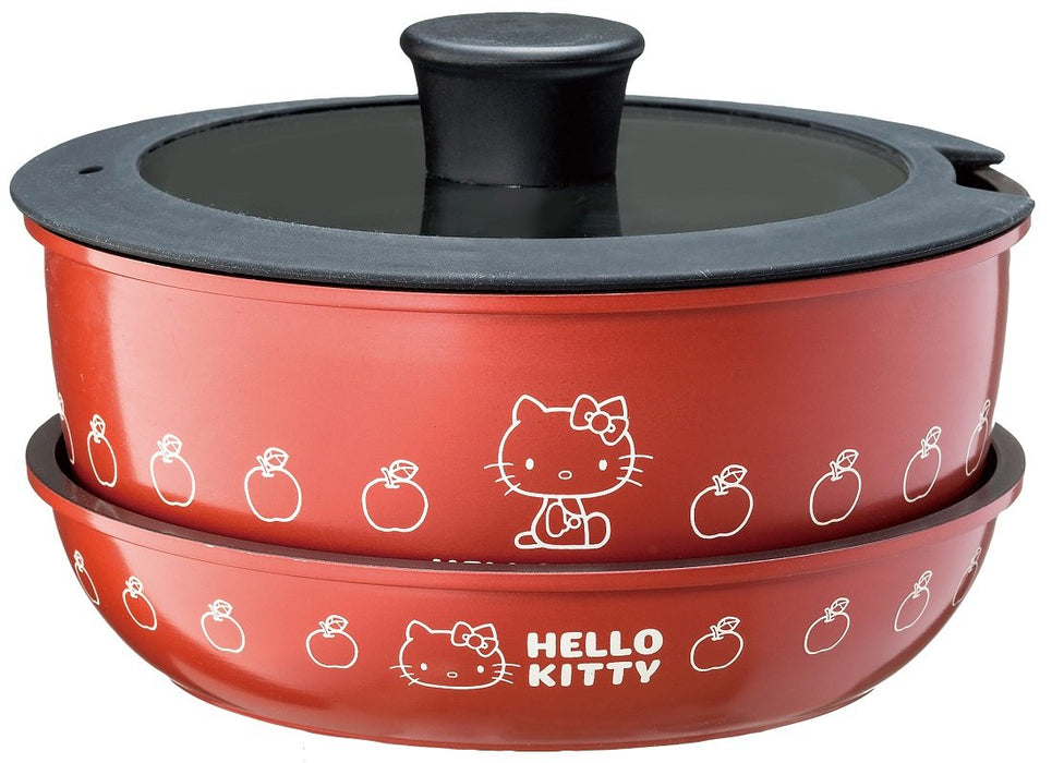 Skater 4-Piece Hello Kitty Kitchen Set with 20cm Pot Pan Glass Lid Removable Handles