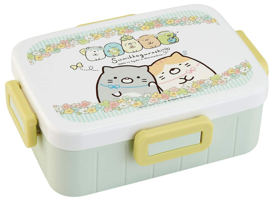 Skater Sumikko Gurashi Katzengeschwister Bento-Lunchbox mit 4-Punkt-Verschluss, hergestellt in Japan, 650 ml