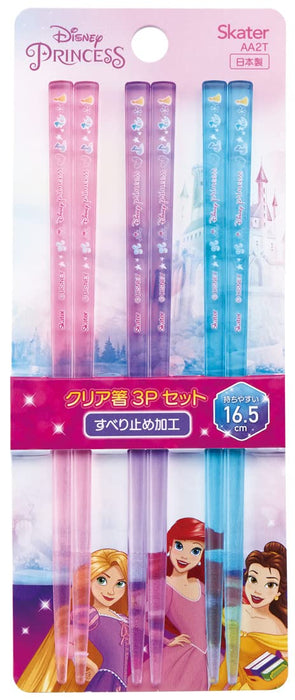 Skater Disney Princess Acrylic Chopsticks Set of 3 16.5cm Made in Japan