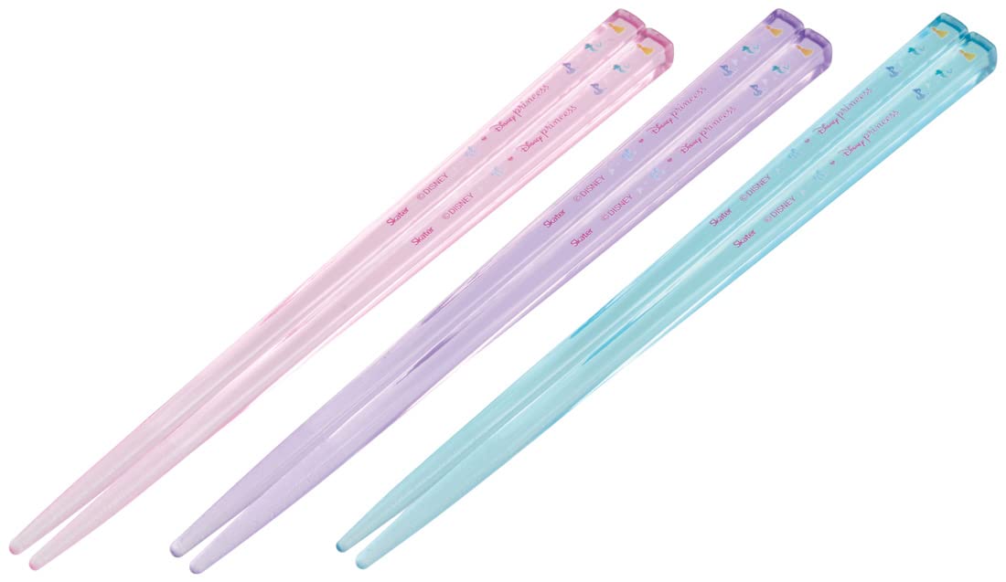 Skater Disney Princess Acrylic Chopsticks Set of 3 16.5cm Made in Japan