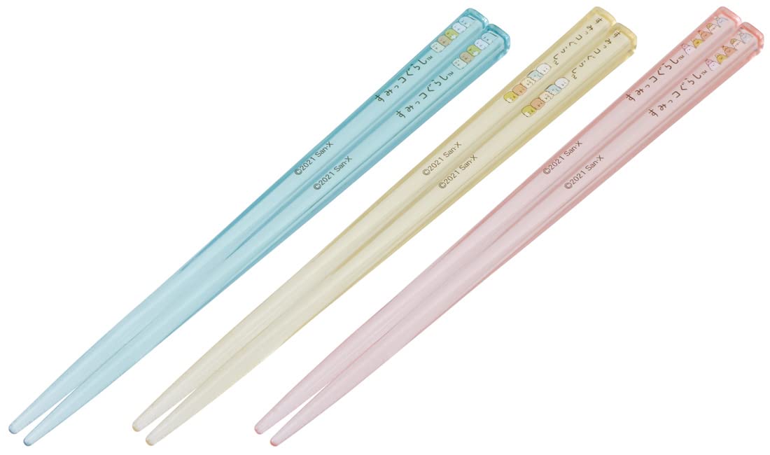 Skater 16.5cm Clear Acrylic Chopsticks - Set of 3 Sumikko Gurashi Made in Japan