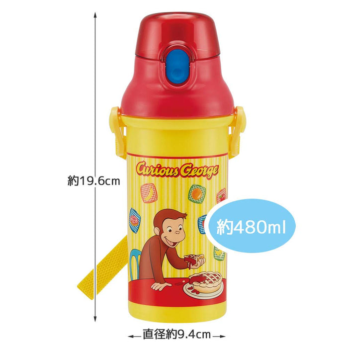 Skater 480ml Curious George Antibacterial Plastic Water Bottle for Kids Made in Japan