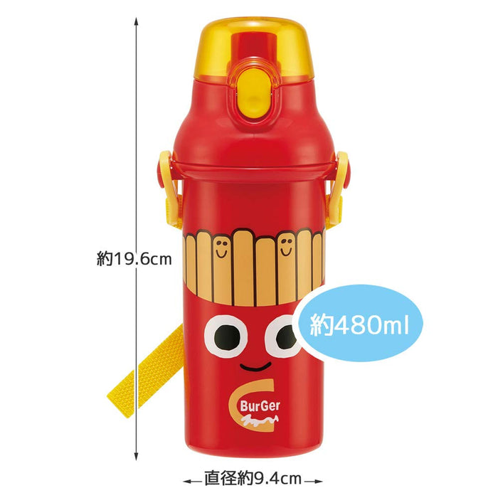 Skater 480ml Kids Antibacterial Water Bottle - Burger Conks Made in Japan Ag+