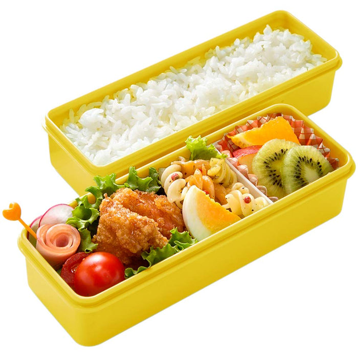 Boîte à bento fine à 2 niveaux Skater Retro French Yellow Ag+ antibactérienne 630 ml fabriquée au Japon