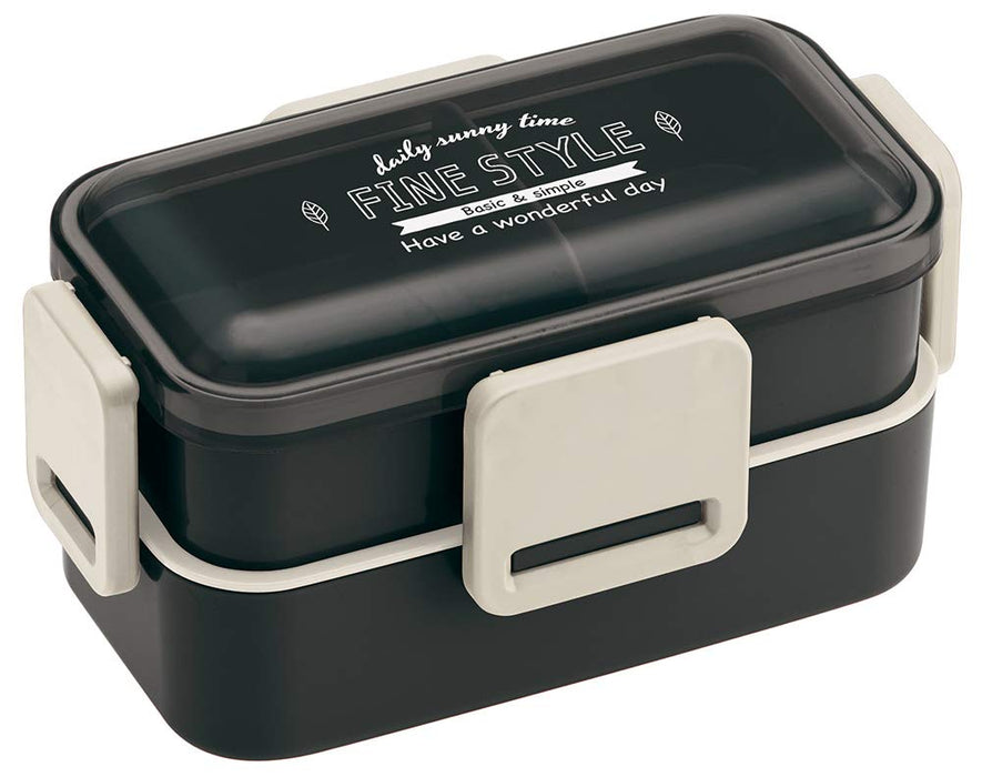 Skater Softly Served 2-Tier Lunch Box 600ml Fine Black Ag+ Antibacterial Made in Japan