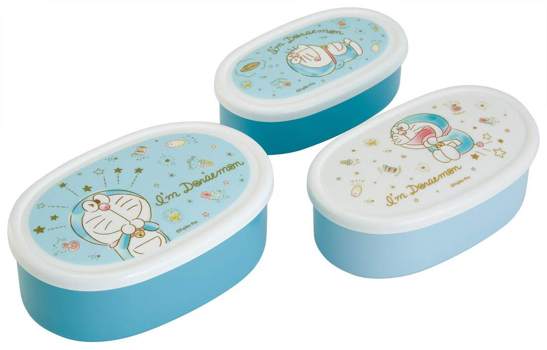 Skater Doraemon Antibacterial Storage Containers Pastel Set of 3 860ml Made in Japan