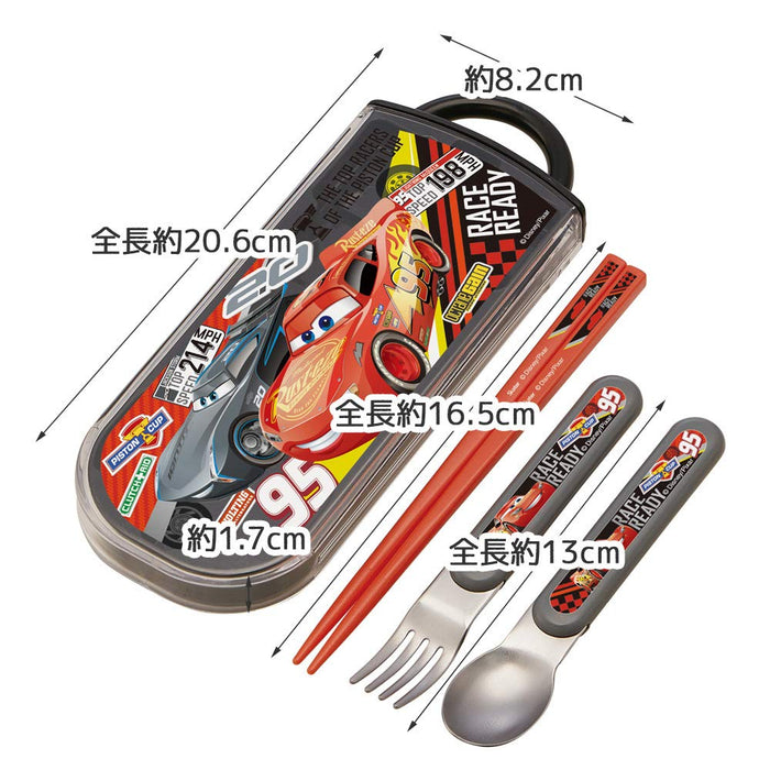 Skater Disney Cars 21 Kids Set - Antibacterial Fork Spoon Chopsticks - Made in Japan