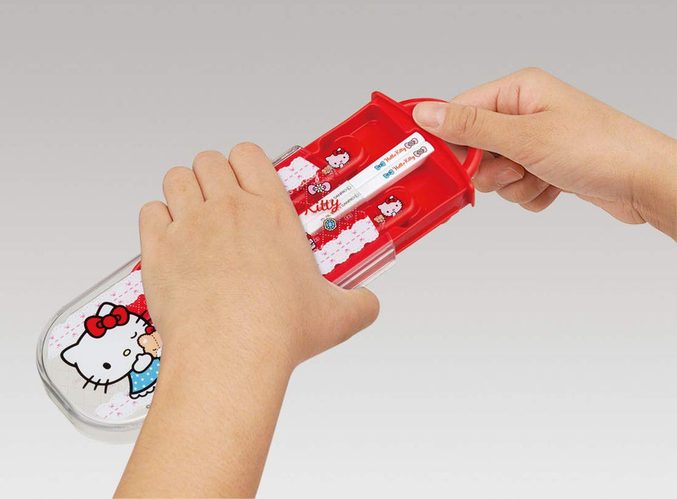 Skater Hello Kitty Kids Trio Set - Ag+ Antibacterial Chopsticks Spoon Fork - Made in Japan