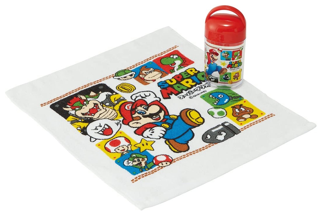 Skater Super Mario 23 Antibakterielles Handtuch-Set, 32 x 30,5 cm, mit Hülle, hergestellt in Japan