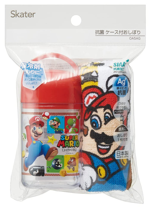 Skater Super Mario 23 Ensemble de serviettes antibactériennes 32 x 30,5 cm avec étui Fabriqué au Japon