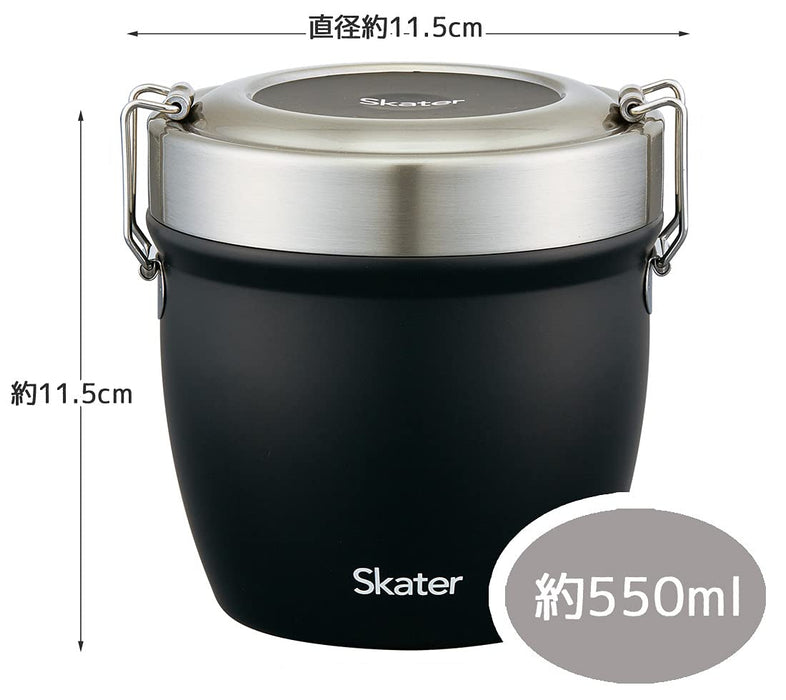 Skater 550Ml Black Stainless Steel Insulated Lunch Box in Rice Bowl Shape
