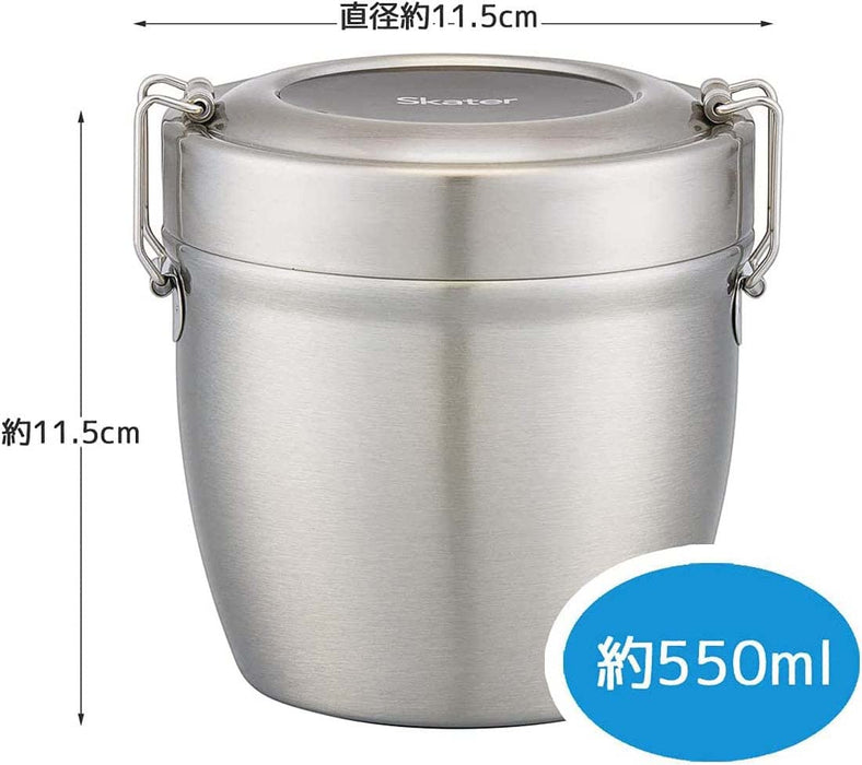 Skater 550ml Silver Stainless Steel Insulated Lunch Box Rice Bowl Shape Antibacterial - Stlbd6Ag-A