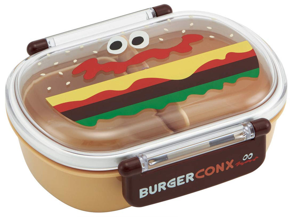 Skater Kids Antibacterial Lunch Box 360ml Burger Conks Fluffy Serving - Made in Japan