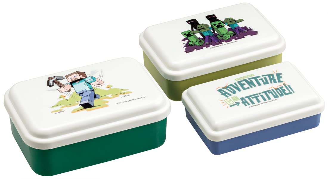 Skater Minecraft Explorer Set 3 Antibacterial Sealed Storage Containers Made in Japan