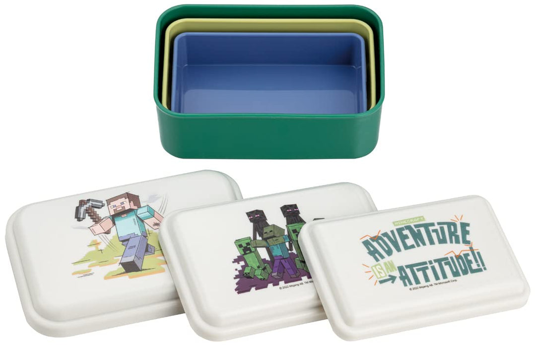 Skater Minecraft Explorer Set 3 Antibacterial Sealed Storage Containers Made in Japan