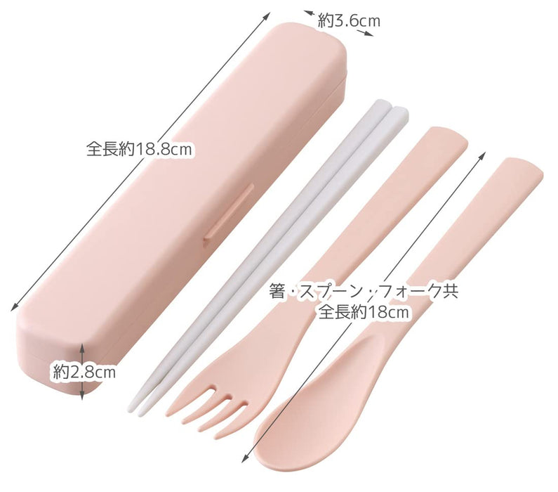 Skater Made In Japan Trio Set: Antibacterial Silent Chopsticks Spoon Fork - Dull Pink