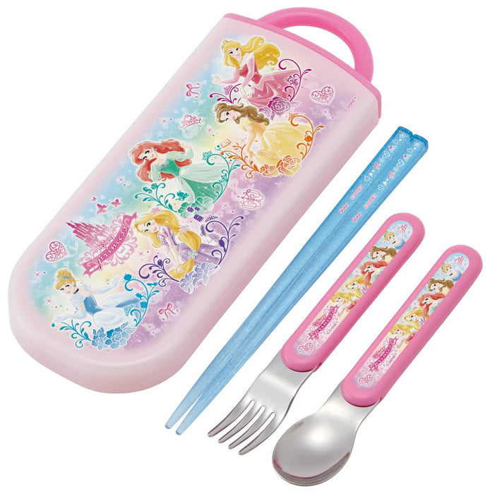 Skater Princess Trio Set - Antibacterial Kids Cutlery 16.5cm Chopsticks & 13cm Spoon/Fork made in Japan