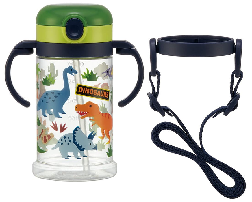 Skater Dinosaur Baby Straw Mug 370ml Foldable Handle Shoulder Strap Suitable for 1 Year and Up