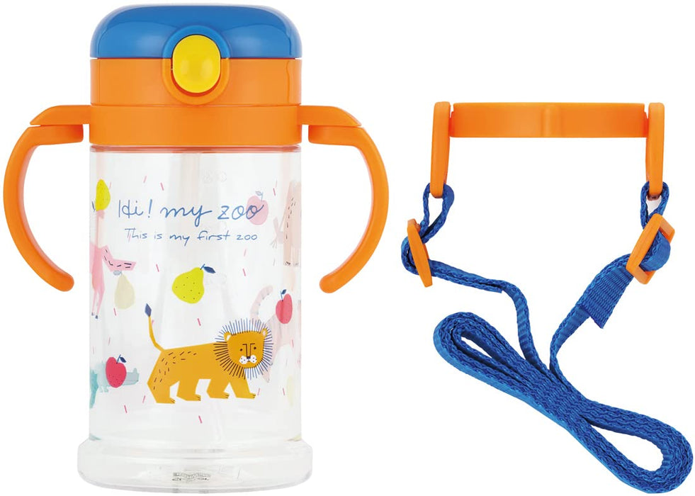 Skater Baby Straw Mug - 370ml High My Zoo 2-Way Type with Foldable Handle & Strap