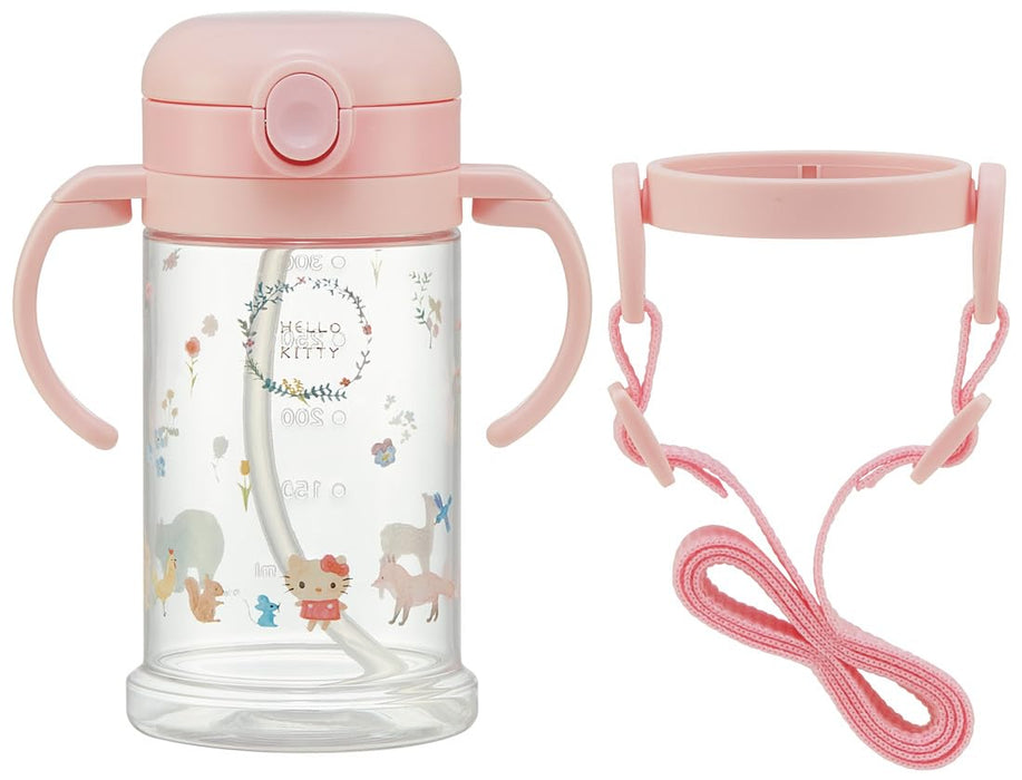 Skater Sanrio Kitty Baby Straw Mug 370ml with Foldable Handle & Shoulder Strap for Ages 1+