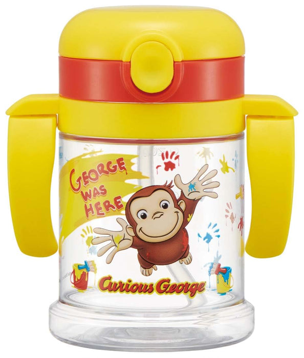 Tasse en paille pour bébé Skater Curious George 260 ml, pliable à deux poignées - 1 an et plus