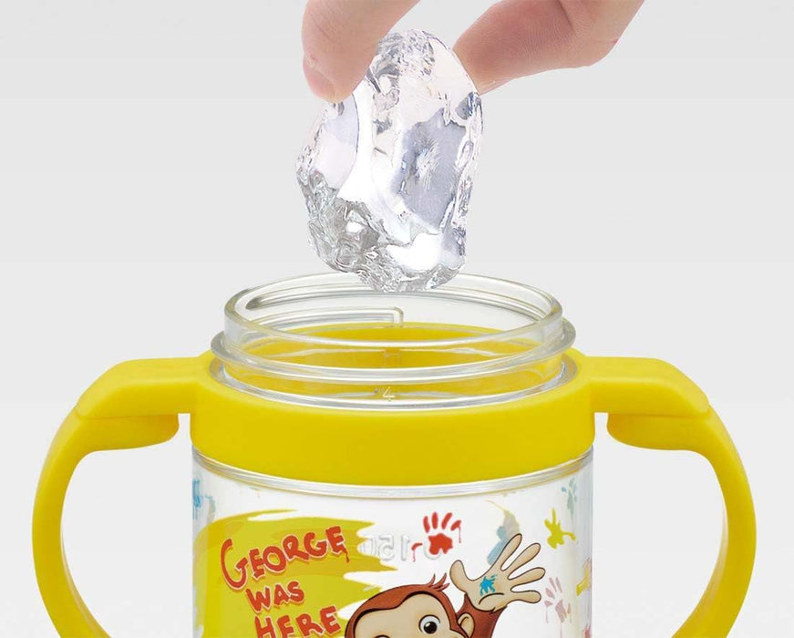 Skater Curious George Baby Straw Mug 260ml Two-Handle Foldable - Age 1 & Up