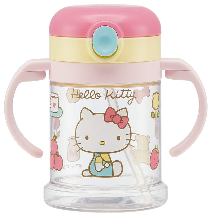 Skater 260Ml Baby Straw Mug with Foldable Two-Handle Sanrio Kitty 70s Suitable for Ages 1 and Up
