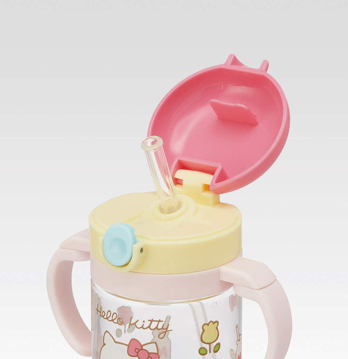 Skater 260Ml Baby Straw Mug with Foldable Two-Handle Sanrio Kitty 70s Suitable for Ages 1 and Up