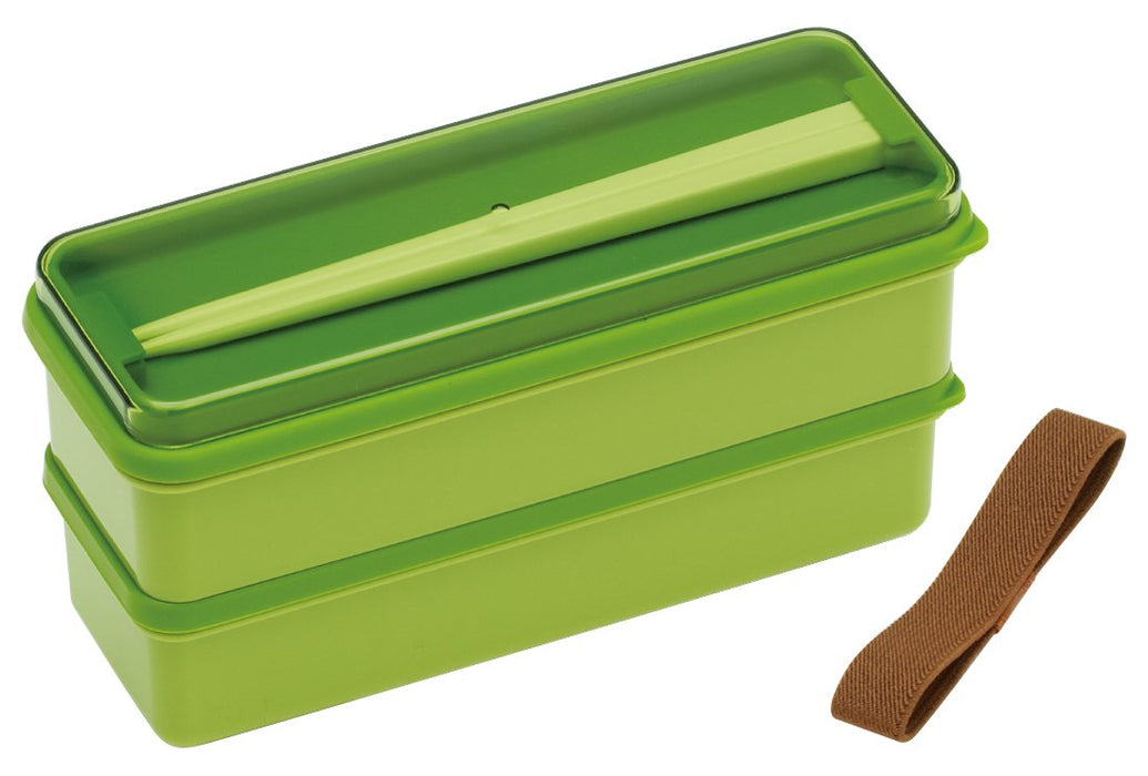 Skater 2 Tier Bento Lunch Box 630Ml Moss Green with Silicone Lid Made in Japan