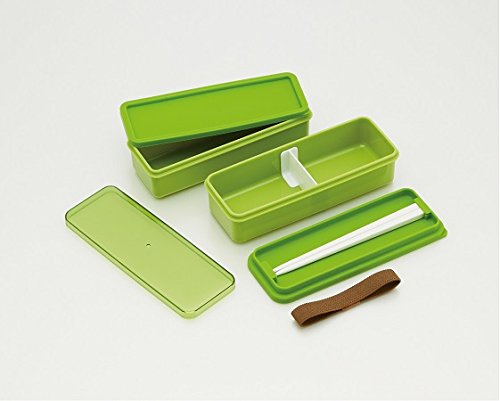 Skater 2 Tier Bento Lunch Box 630Ml Moss Green with Silicone Lid Made in Japan