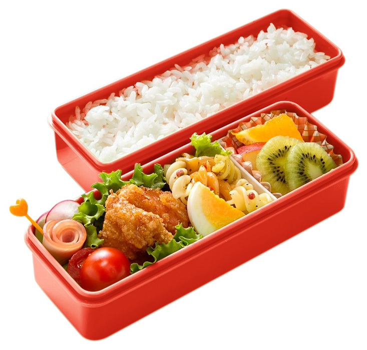 Boîte à bento française à 2 étages Skater Retro 630 ml avec couvercle en silicone Orange Rouge SSLW6 Fabriquée au Japon