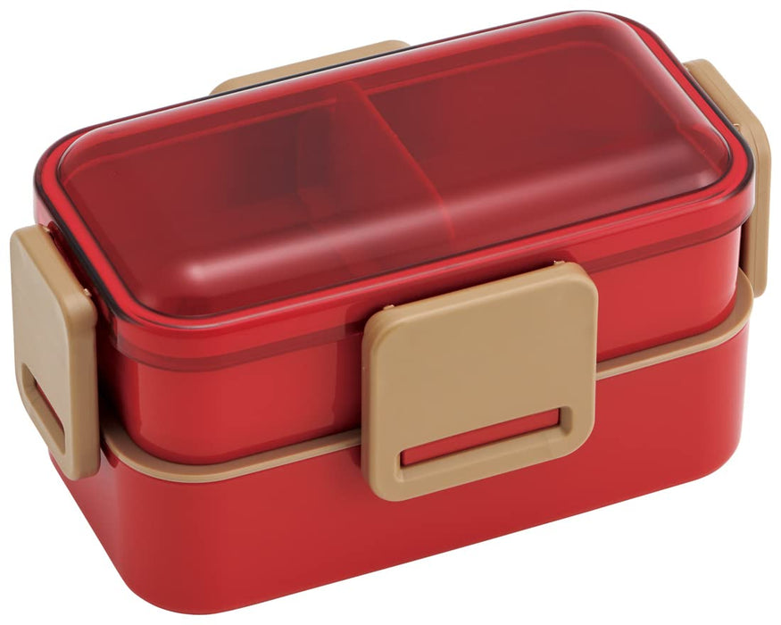 Skater 600ml Cherry Red Bento Box with Domed Lid 2 Tiers Antibacterial Softly Served for Women Made in Japan