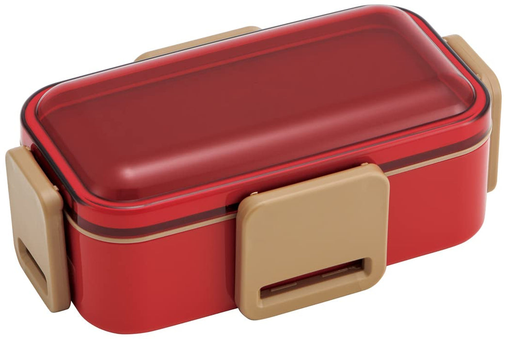 Skater 600ml Cherry Red Bento Box with Domed Lid 2 Tiers Antibacterial Softly Served for Women Made in Japan