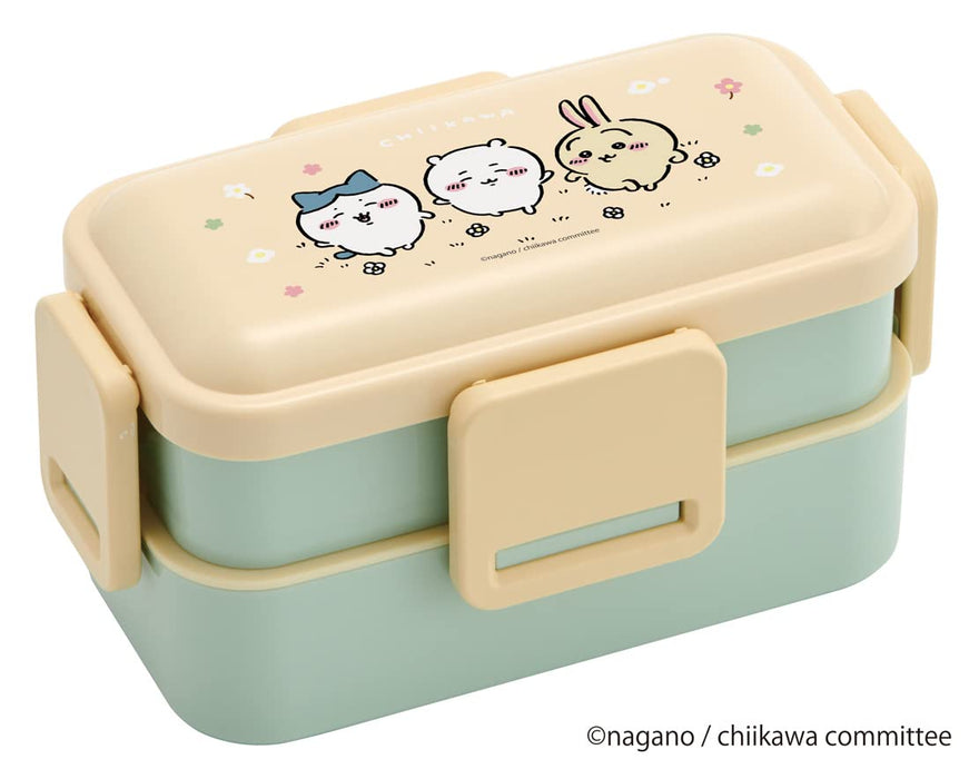 Skater Chiikawa Bento-Box, 600 ml, 2-stöckig, gewölbter Deckel, antibakteriell, hergestellt in Japan, für Frauen