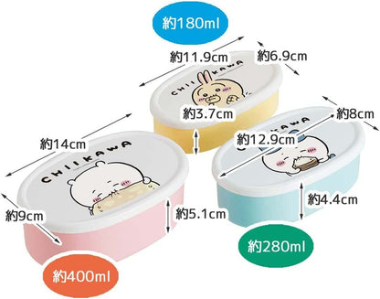 Skater Chiikawa Bento Box Set 860ml 3 Sealed Storage Containers Made in Japan- Japan Figure Store - #1 Bring To You The Best Japanese Goods