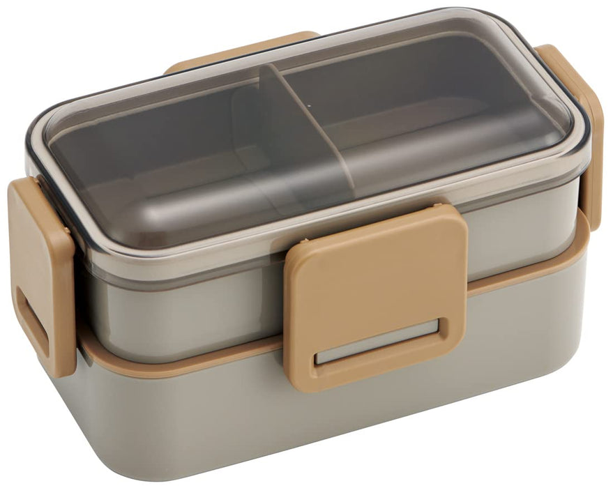 Skater Antibacterial Mauve Gray Bento Box 600ml 2 Tiers Softly Served with Domed Lid Made in Japan - Women's Lunchbox
