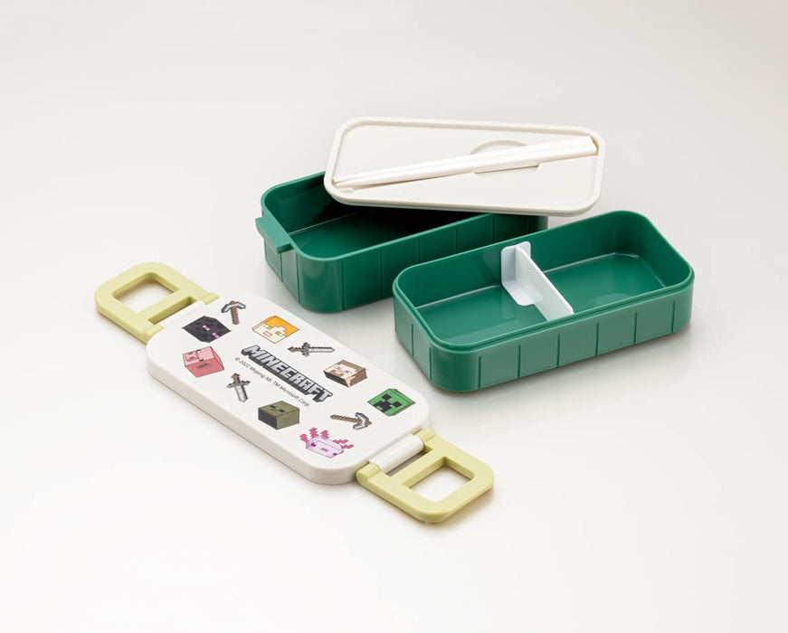 Skater Minecraft Explorer Bento-Box, 600 ml, 2 Ebenen, antibakteriell, hergestellt in Japan, für Frauen