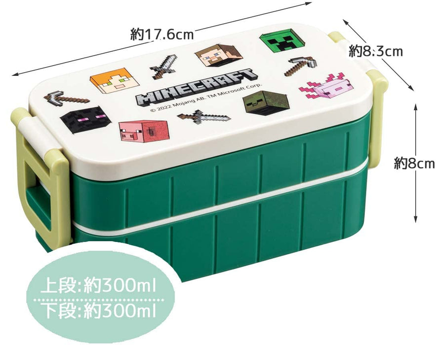Skater Minecraft Explorer Bento-Box, 600 ml, 2 Ebenen, antibakteriell, hergestellt in Japan, für Frauen