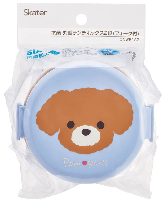 Skater 500ml 2-Tier Round Bento Box Pompon's Dog Design Antibacterial Made in Japan