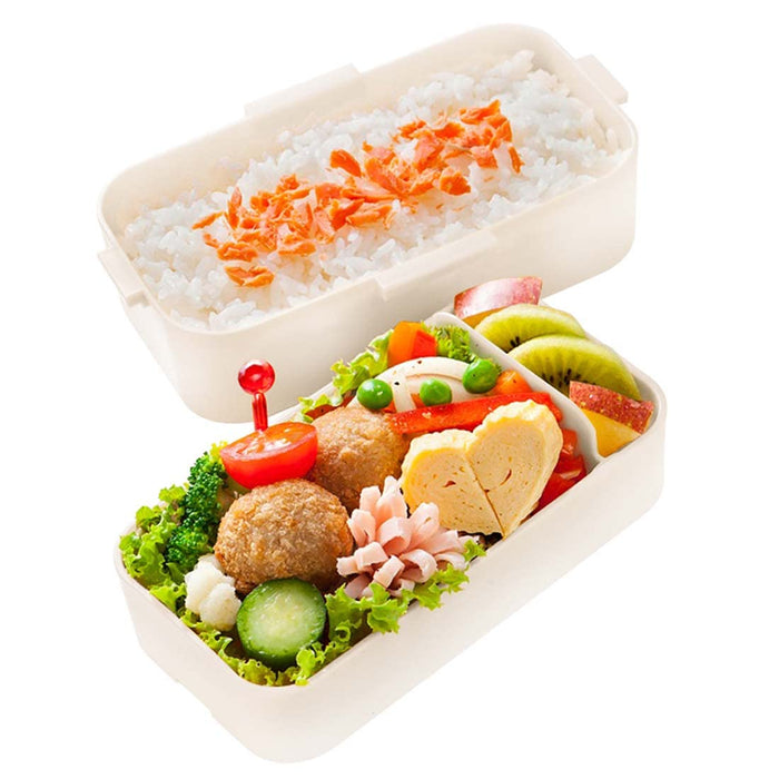 Skater Bento Box 600Ml with 2-Tier Dome-Shaped Lid Pompon's Mouse Design Antibacterial for Women Made in Japan