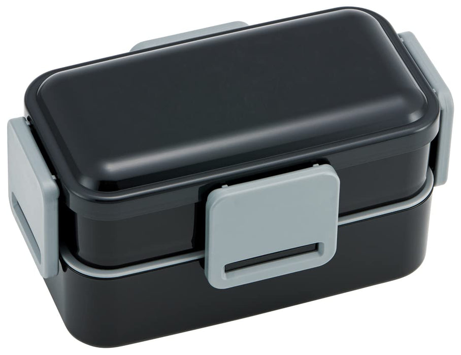 Skater Bento-Box, 850 ml, antibakteriell, 2 Etagen, großes Fassungsvermögen, sattes Schwarz, für Männer, hergestellt in Japan