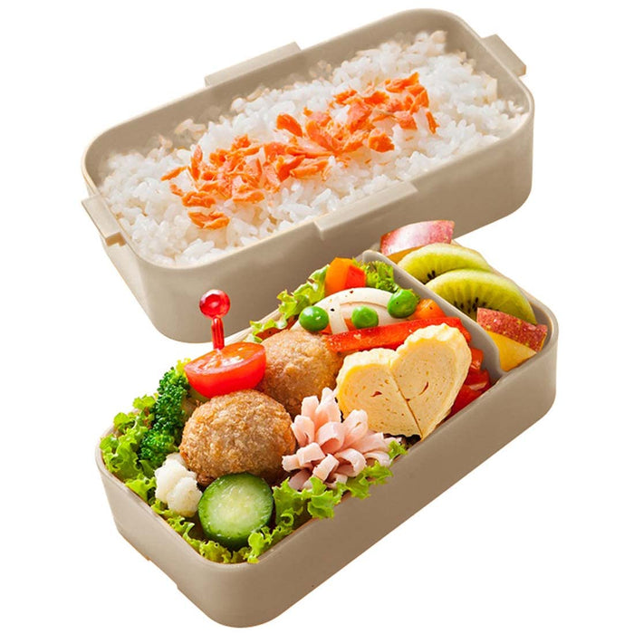 Skater Tinytan 2-stöckige Bento-Box, 600 ml, antibakterieller Kuppeldeckel, weich und flauschig, hergestellt in Japan