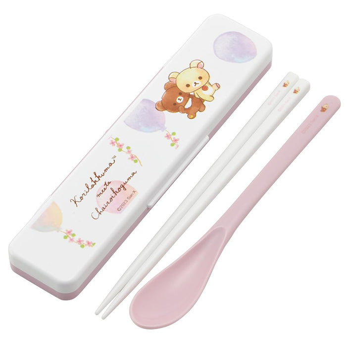 Skater Bento Set with 18cm Chopsticks & Spoon Antibacterial Korilakkuma Design