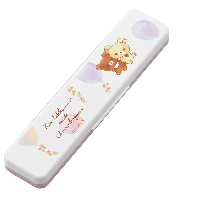 Skater Bento Set with 18cm Chopsticks & Spoon Antibacterial Korilakkuma Design