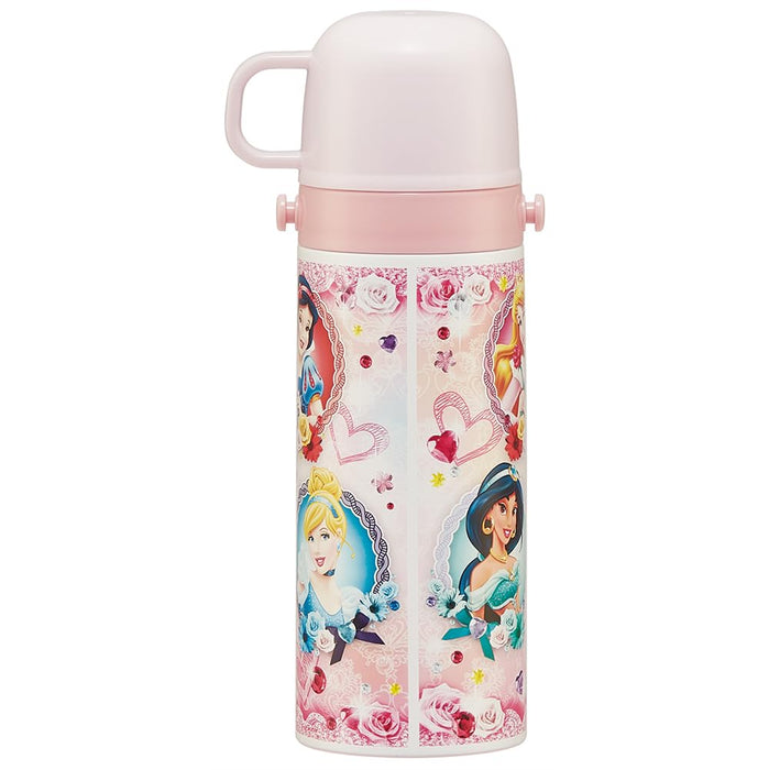 Skater Disney Princess 2-Way Stainless Steel Water Bottle 430ml for Kids - Lightweight with Cup Included