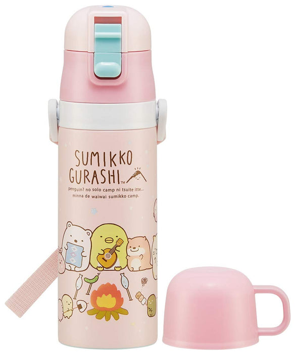 Skater Kids 2-Way Stainless Steel Water Bottle with Cup 430ml Sumikko Gurashi Camping Edition
