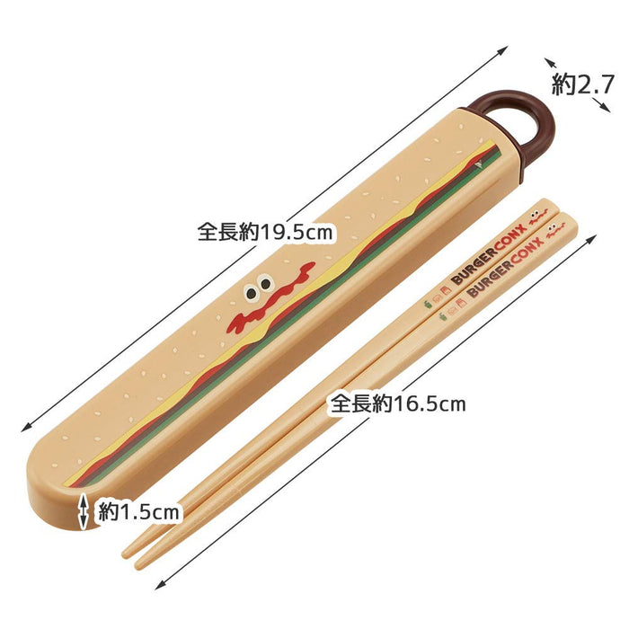 Skater Made in Japan Kids Antibacterial Burger Chopstick Slide Case Set