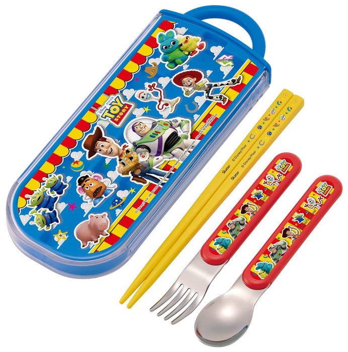 Skater Toy Story Trio Set Boîte à lunch pour enfants avec baguettes cuillère fourchette - Fabrication japonaise