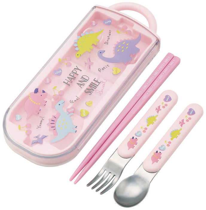 Skater Happy Smile Trio Set - Children's Antibacterial Lunch Box Spoon Fork and Chopsticks Made in Japan